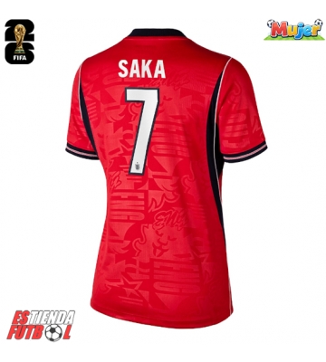Inglaterra Bukayo Saka #7 Segunda Equipación Mujer Mundial 2026 Manga Corta